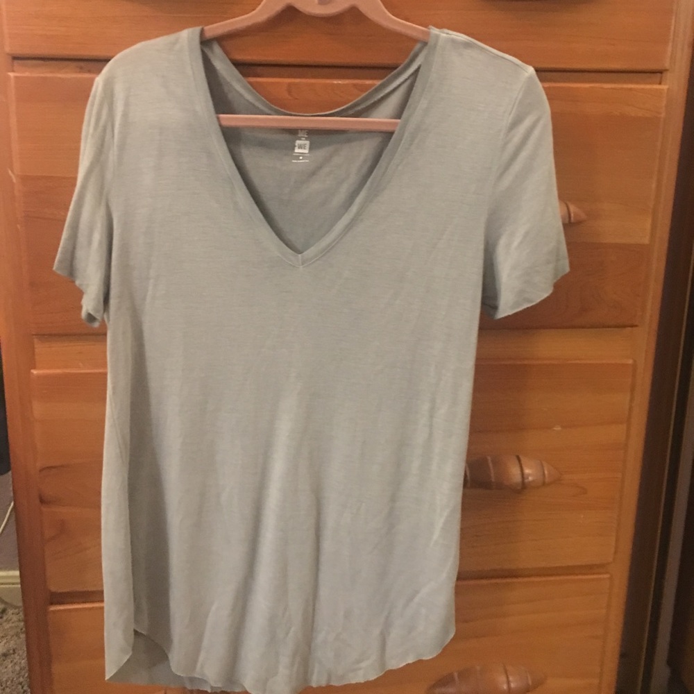 Blue V-neck shirt