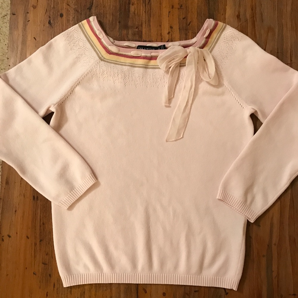 The Limited⚜️Blush 3/4 Sleeve Sweater w/Ribbon 🎀