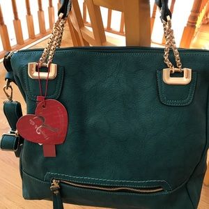 NWT teal faux suede tote