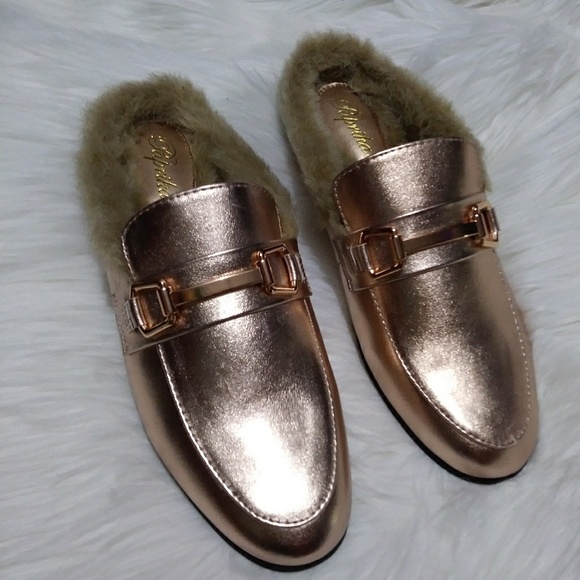 2 Pair Left🆕Penny Fur Flat Mule (Rosegold) - Picture 3 of 7