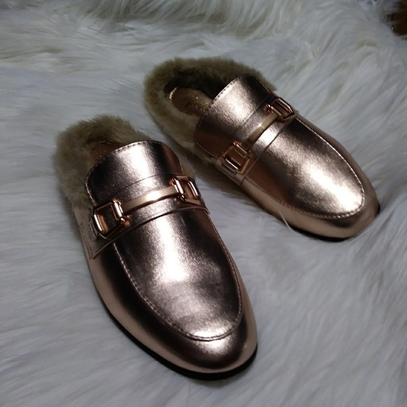 2 Pair Left🆕Penny Fur Flat Mule (Rosegold) - Picture 6 of 7