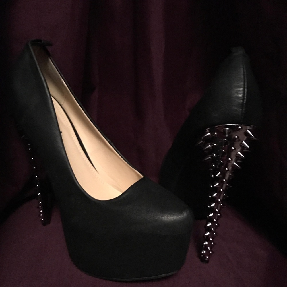 Black Stilettos with silver spiked heel