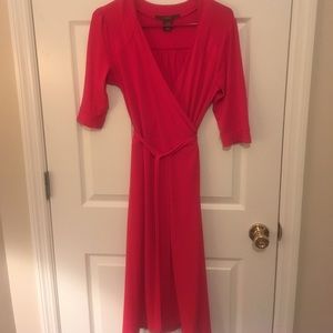 Orange red wrap dress