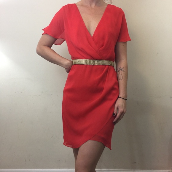 Badgley Mischka Dresses & Skirts - Mark & James Orange Silk Button Back Dress