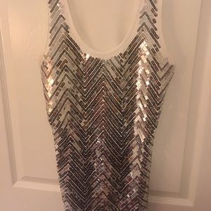 White Sequin Tank