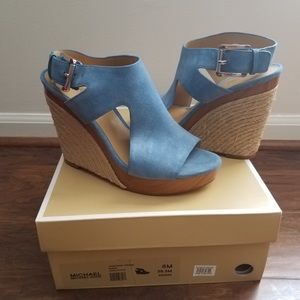 Michael Kors Josephine Blue Suede Wedge Espadrille