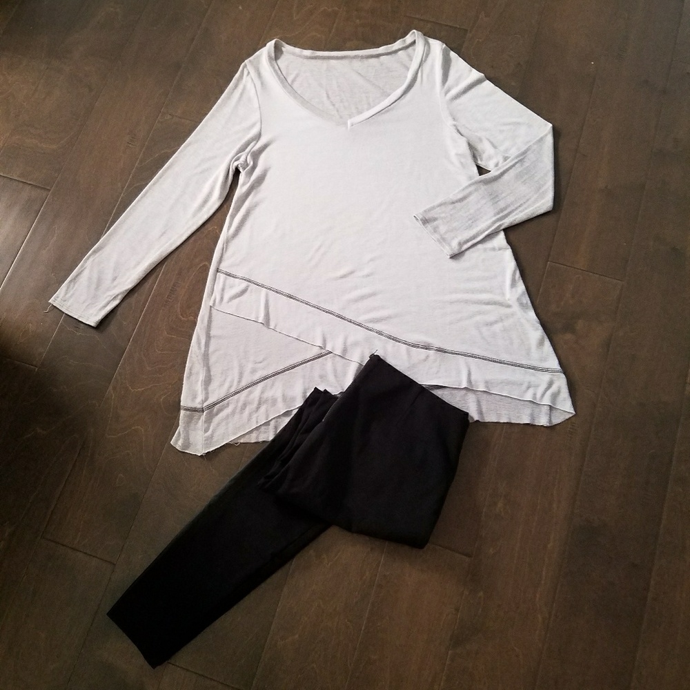 Light gray, light weight athleisure tunic tee
