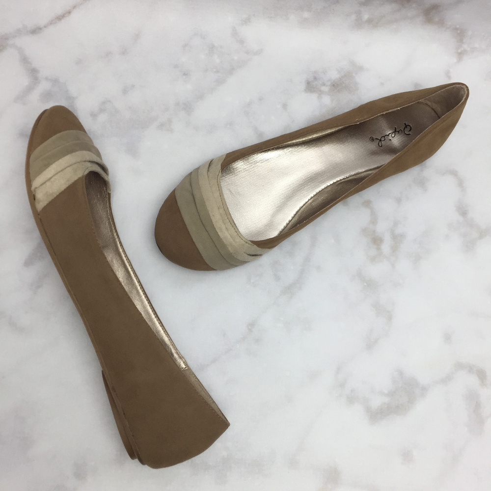 Qupid Brown & Tan Faux Suede Ballet Flats!