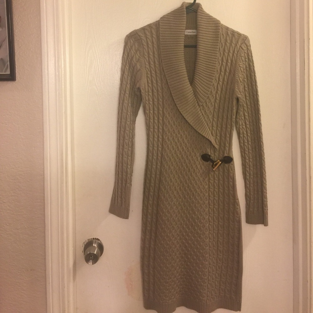 Calvin Klein Women's Buckle Front Sweater Dress