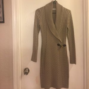 Calvin Klein Women's Buckle Front Sweater Dress