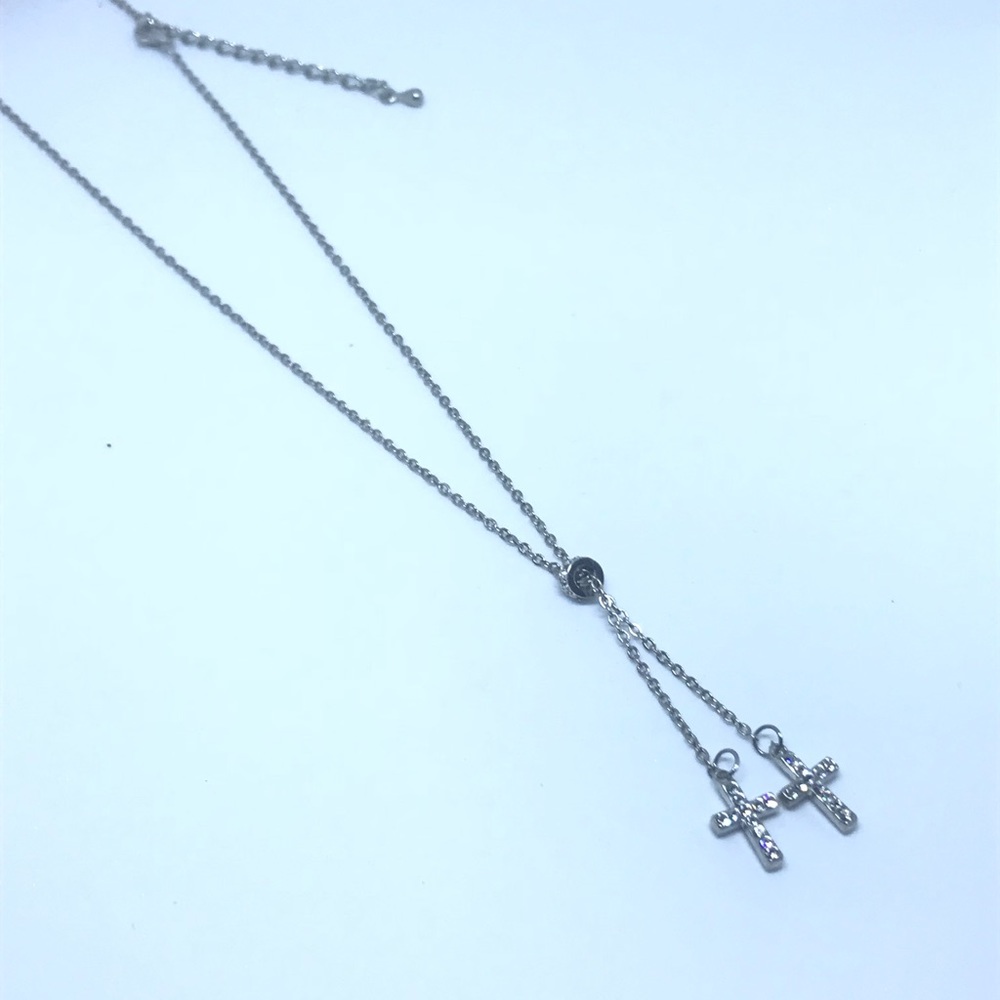 Double cross the necklace, hand crafted necklace - Picture 4 of 5