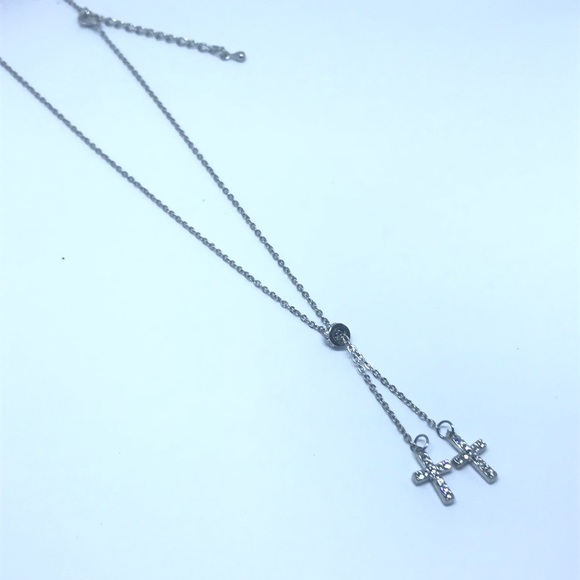 Double cross the necklace, hand crafted necklace - Picture 4 of 5