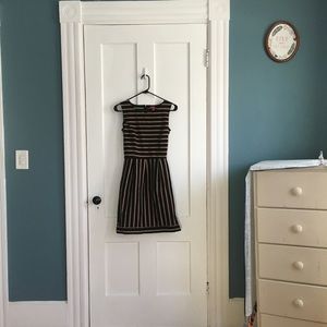 Black and brown striped Aline dress