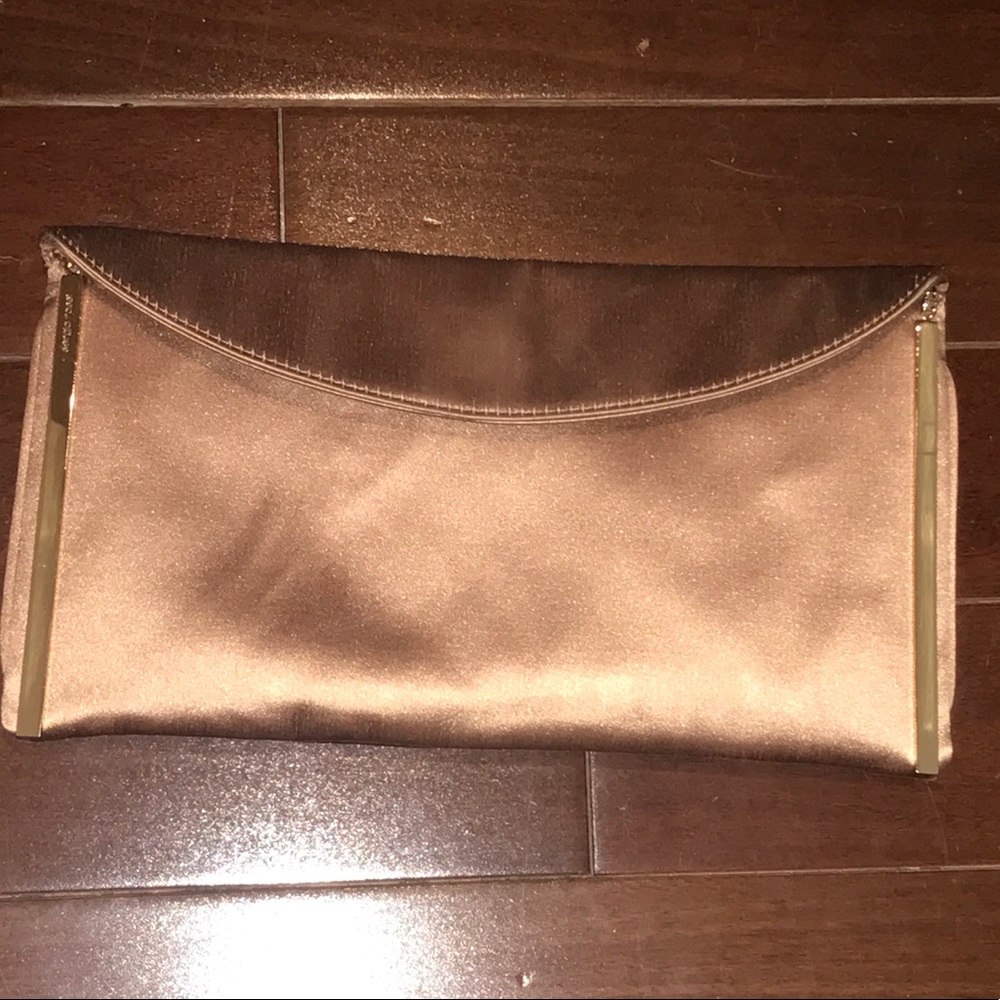 Sergio Rossi Bronze and Gold satin clutch