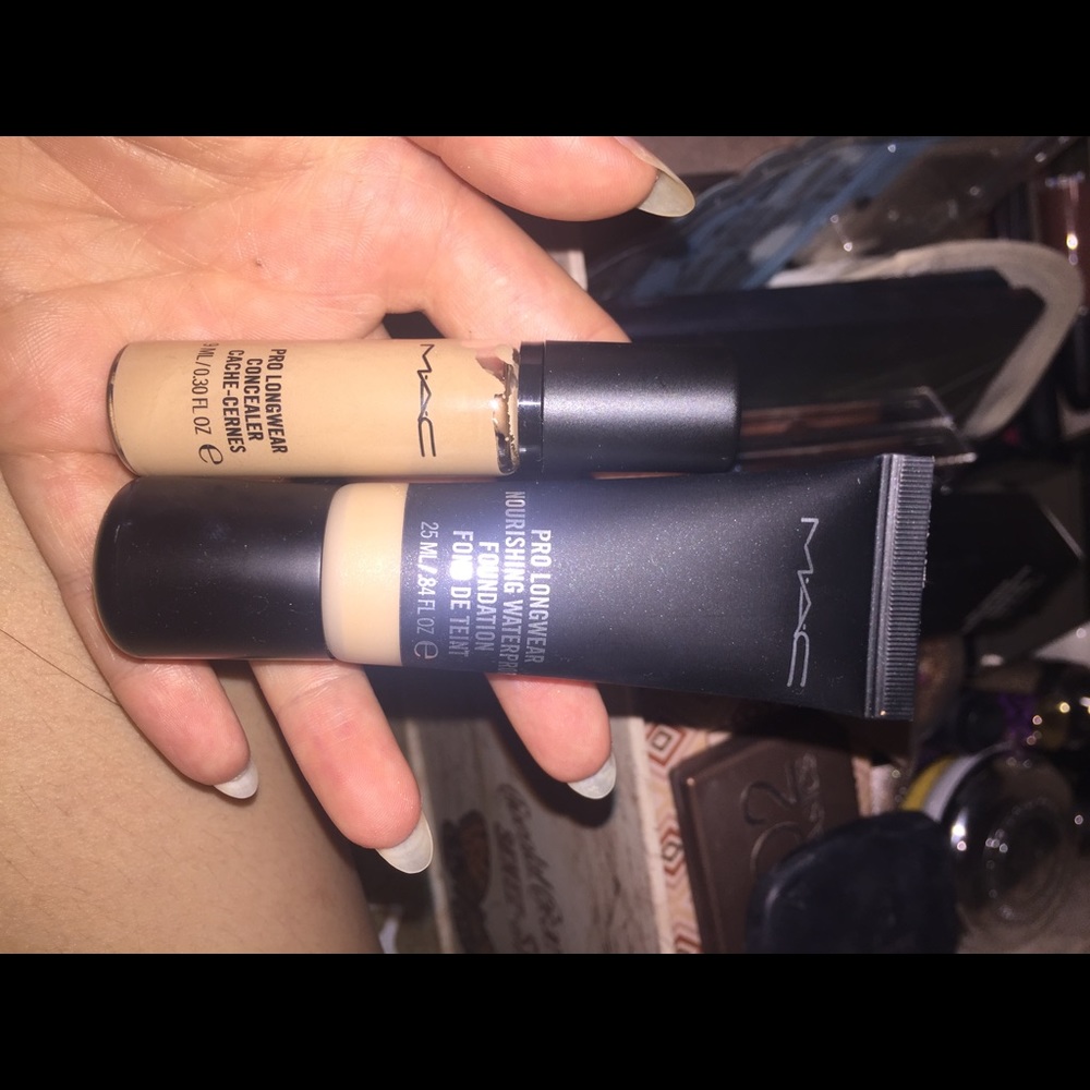 Mac pro longwear foundation and concealer .