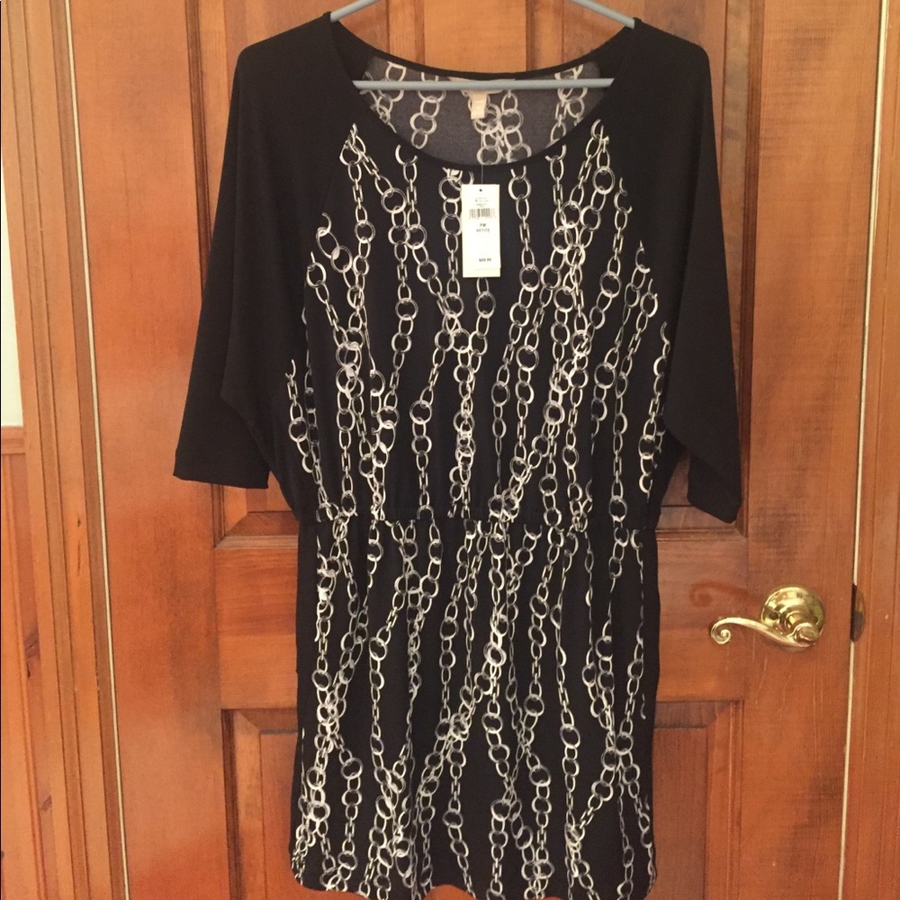 NWT Banana Republic B&W ChainLink Dress