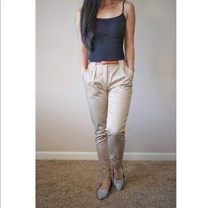 Oasis cream fitted pants with belt