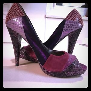 Aldo purple patchwork heels