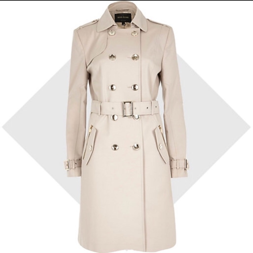 River Island cream color classic trench coat