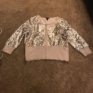 White House black market gold sequin holiday jaket