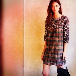 Anthropologie Maeve Floral Plaid Long Sleeve Dress Anthropologie Maeve Floral Plaid Long Sleeve Dress