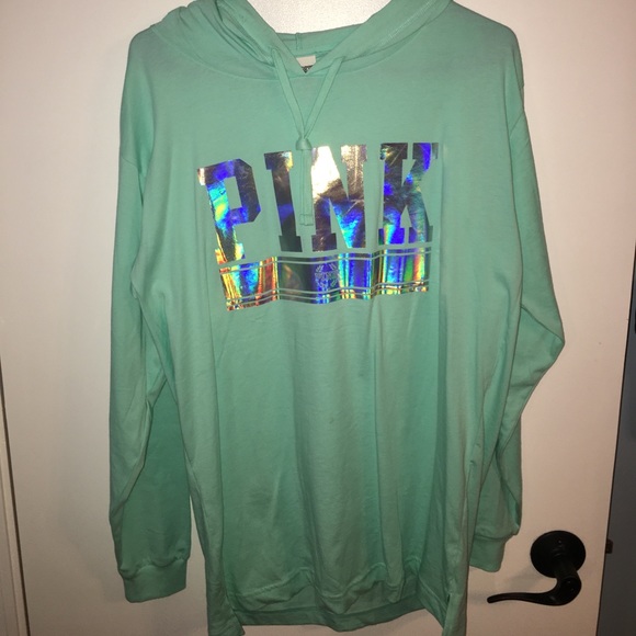 PINK Victoria's Secret Tops - Pink Victoria Secret Teal Hoodie Sweatshirt