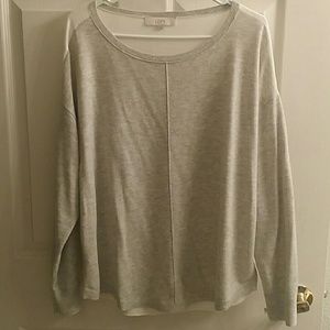 LOFT Gray & White Long Sleeve Top Sz XL