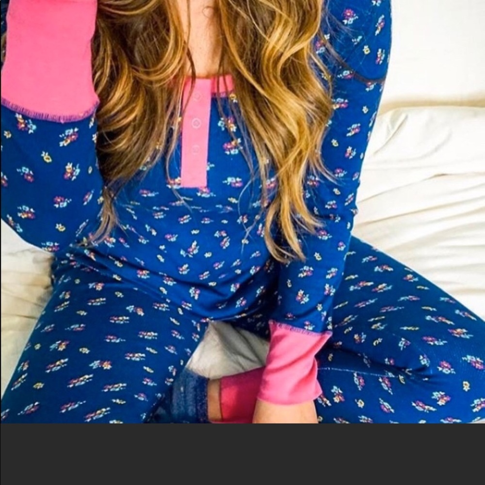 ! Cozy Navy floral thermal Pajama Set