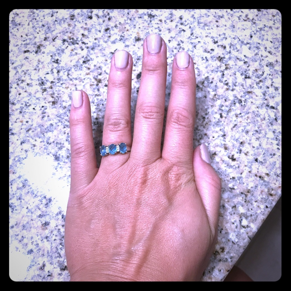 Blue topez and diamond ring