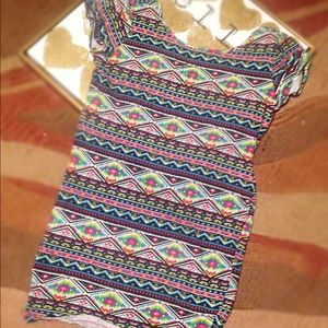 Tribal print bodycon mini dress