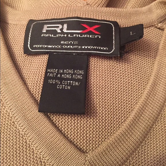 RLX Ralph Lauren V neck sweater beige heavy EUC - Picture 2 of 6