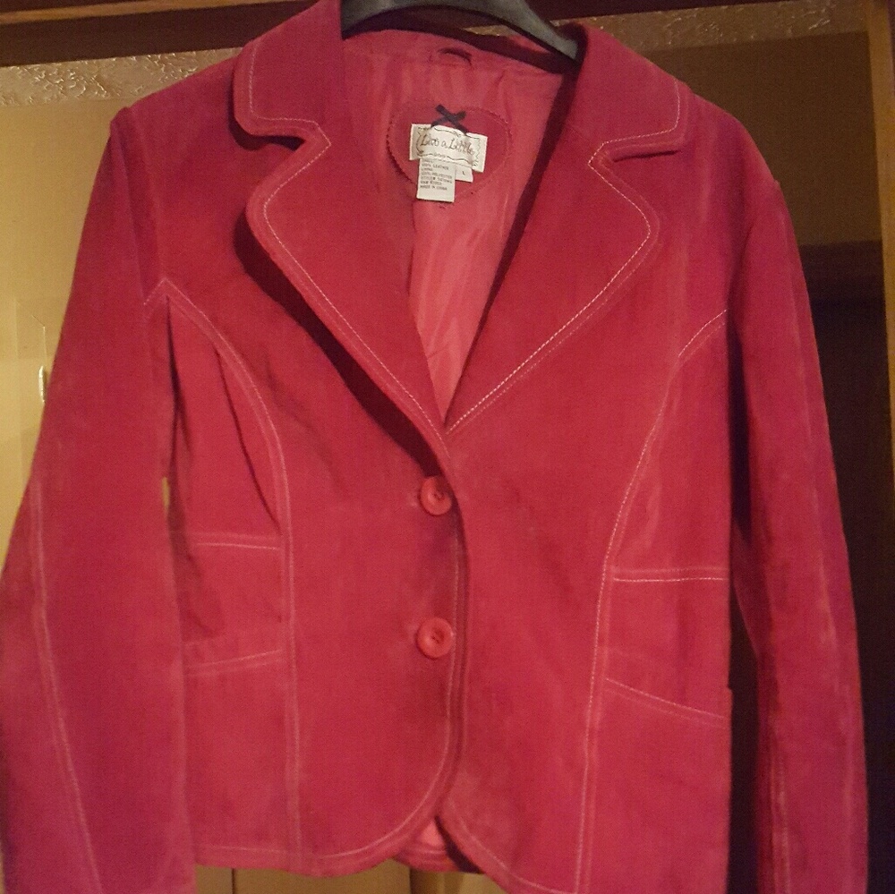Red Velvet Jacket With White Stitching - Picture 1 of 1