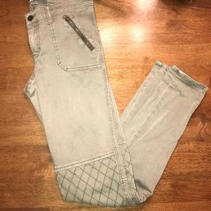 Army green ankle zip jeans