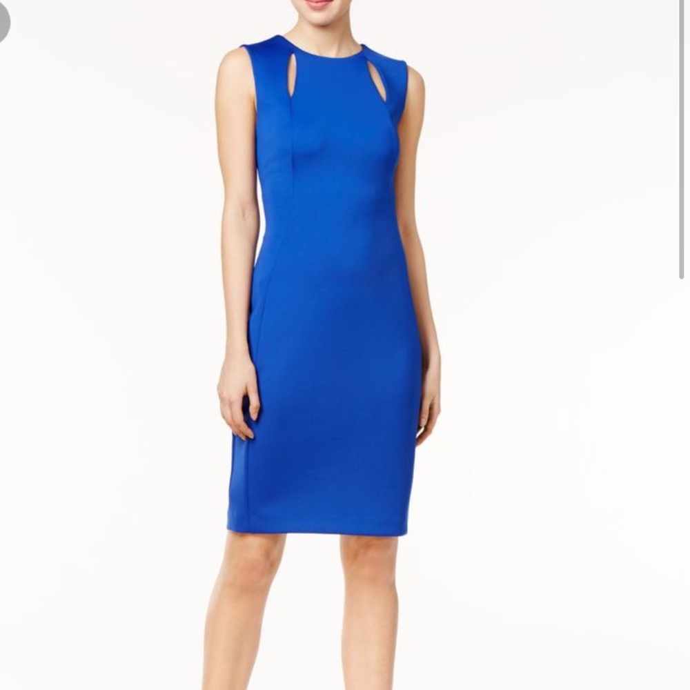 Calvin Klein cut out bodice sheath dress