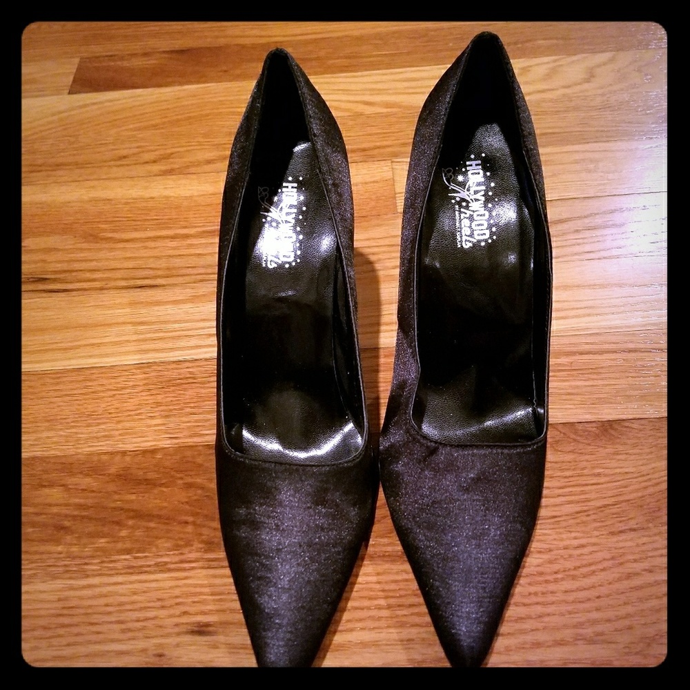 Black Satin Fabric Heels