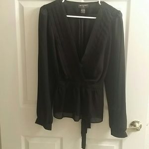 Banana Republic Black Sheer Blouse Sz Petite XL Banana Republic Black Sheer Blouse Sz Petite XL