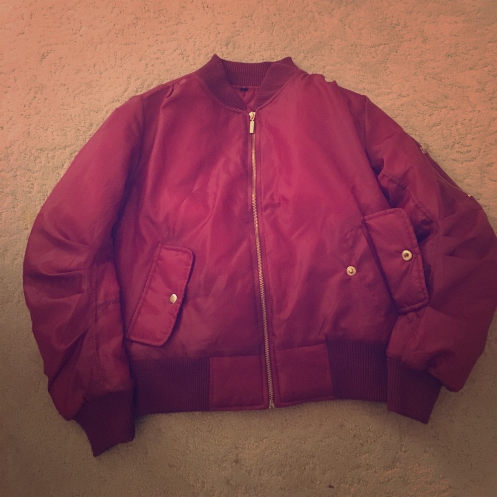 red wine bomber jacket