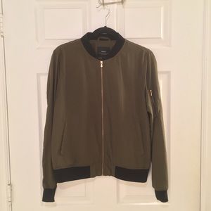 Zara army green bomber jacket