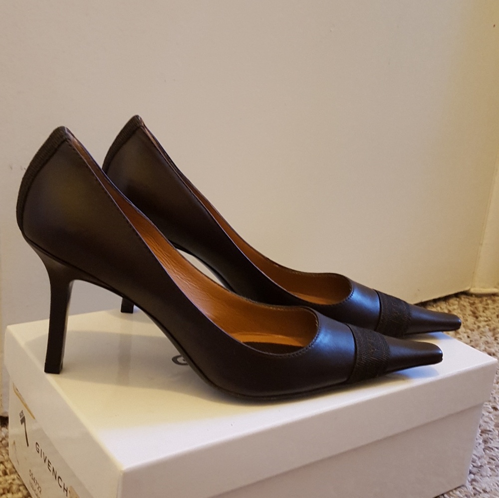 Givenchy Brown Logo High Heel Pumps 38