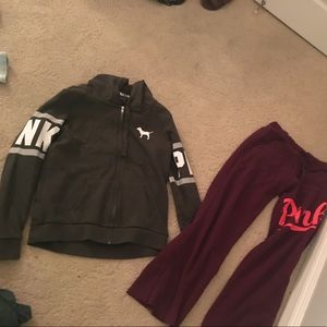pink jacket & pink sweats