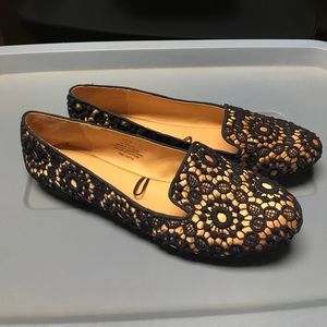 H&M Women’s Slip On Satin Embroidered Loafers