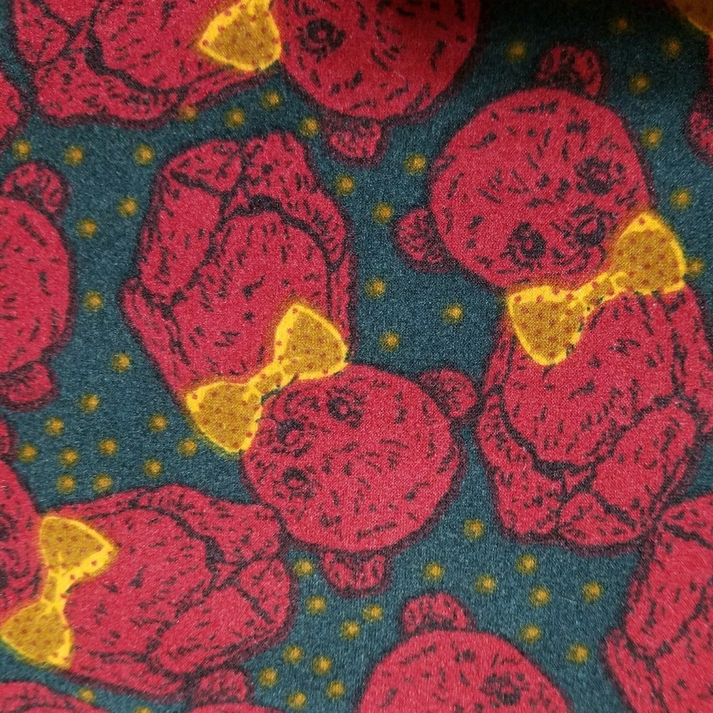 NWT Unique Velvet Teddy Bear w/ Bowtie OS Leggings - Picture 3 of 4