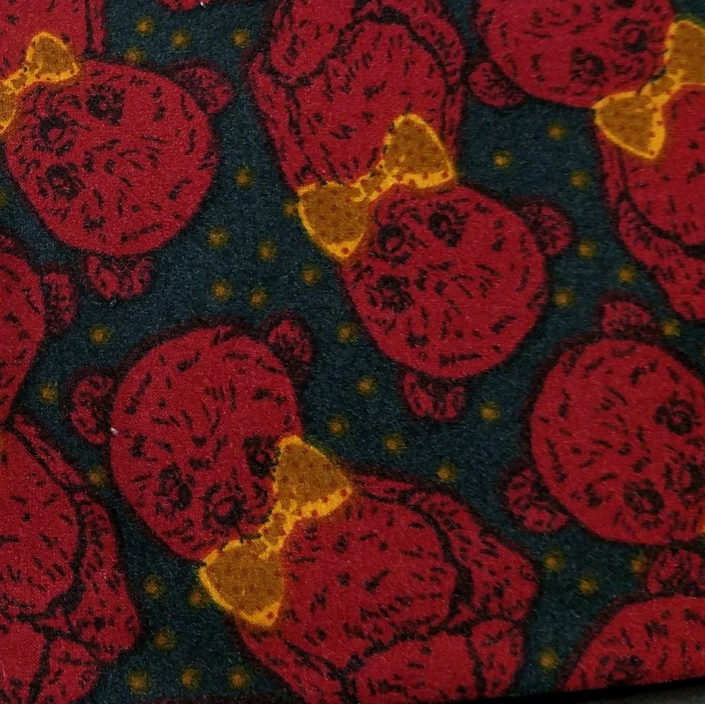 NWT Unique Velvet Teddy Bear w/ Bowtie OS Leggings - Picture 4 of 4