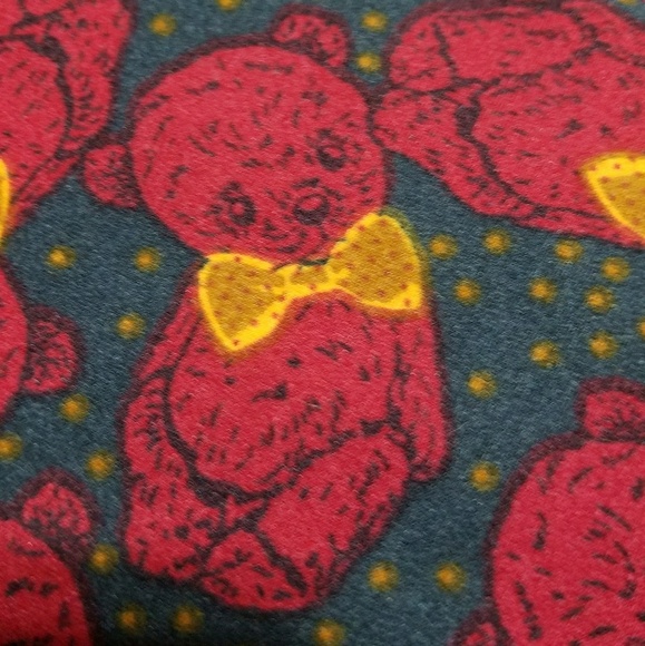 NWT Unique Velvet Teddy Bear w/ Bowtie OS Leggings - Picture 2 of 4