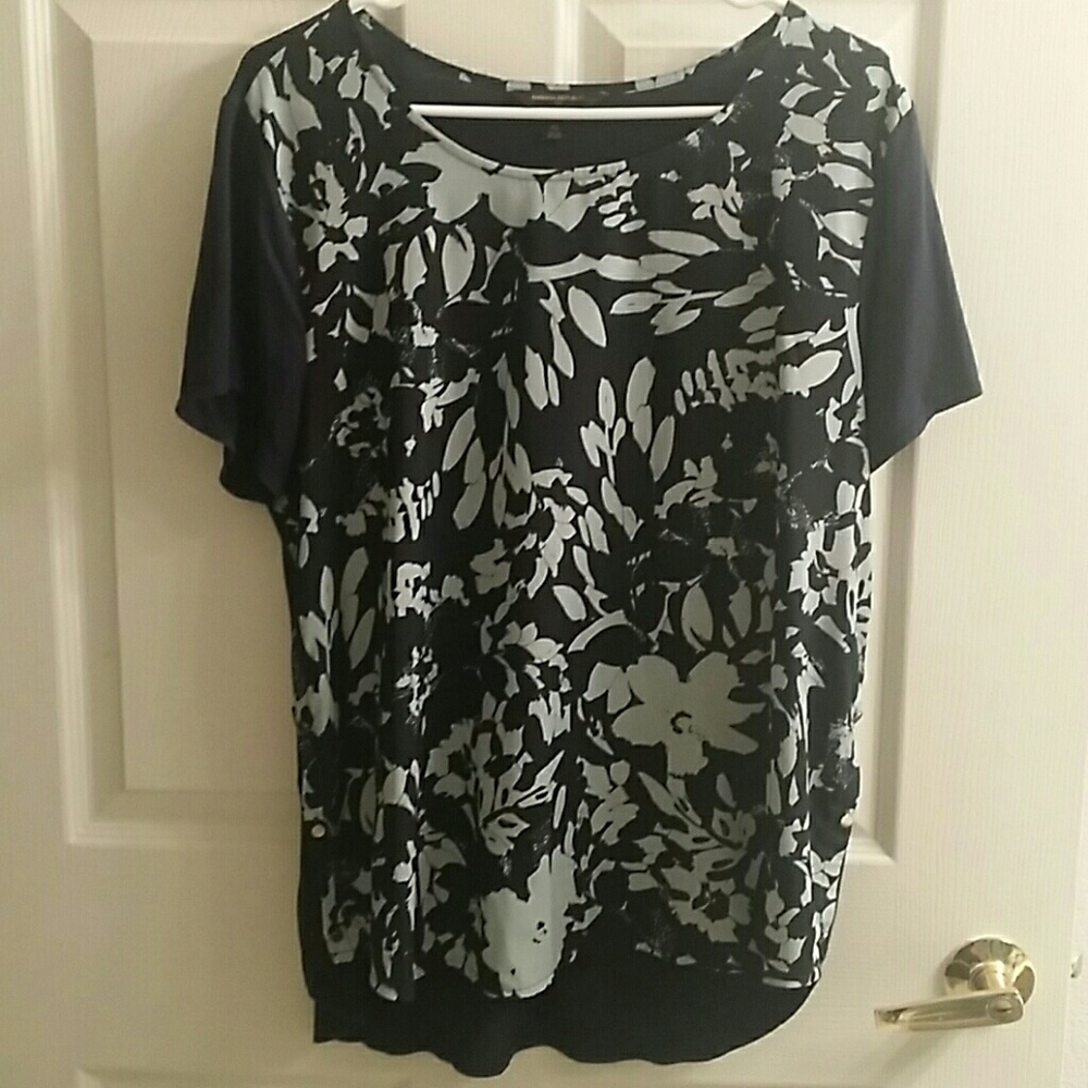 Banana Republic Navy Blue & Lime Green Top Sz X