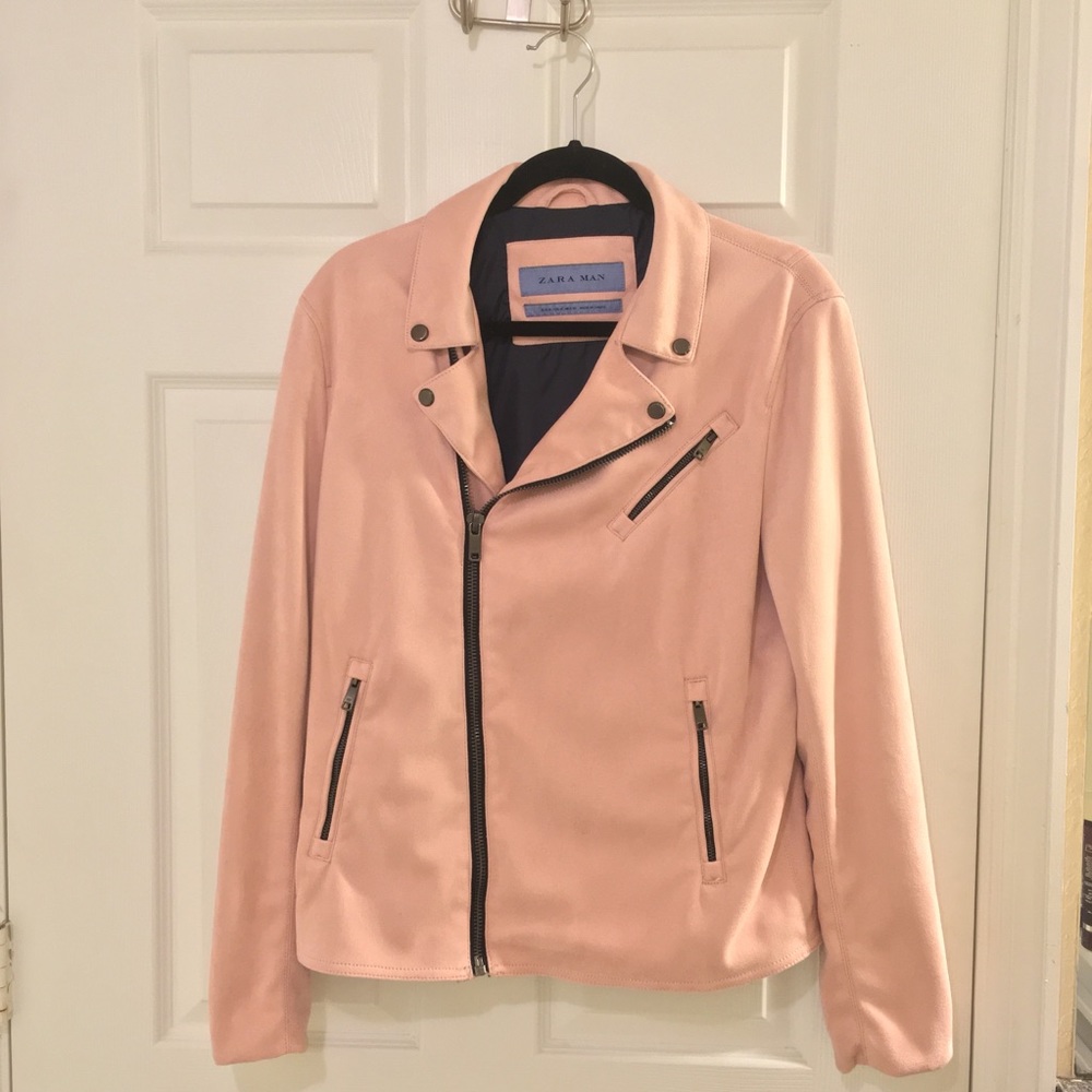 Zara pink suede biker jacket