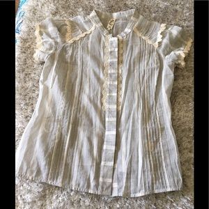 Anthropologie Floreat Lace Trim Blouse Sz 10 Anthropologie Floreat Lace Trim Blouse Sz 10