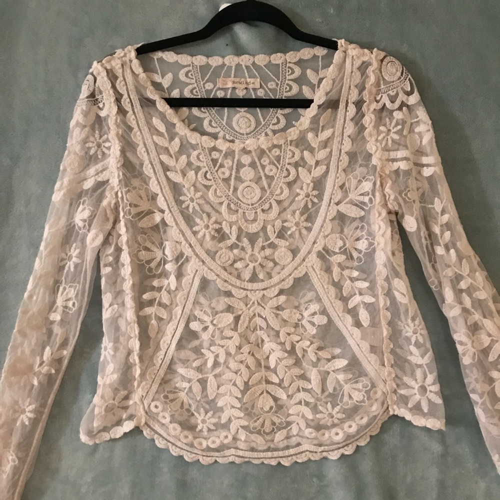 Full lace long flare sleeve blouse