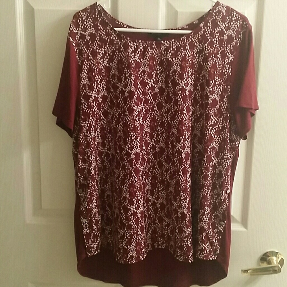 Banana Republic Maroon Print Blouse Sz XL