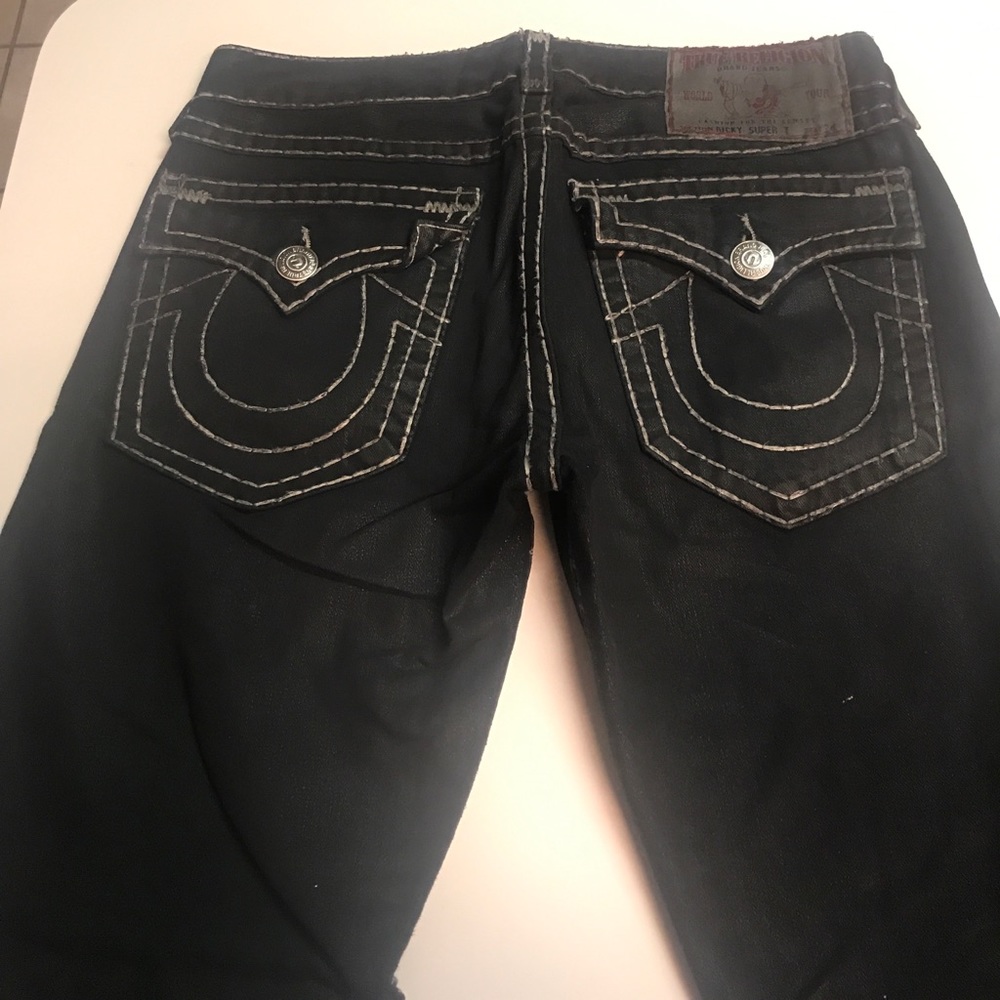 Men Black Wax True Religion Jeans